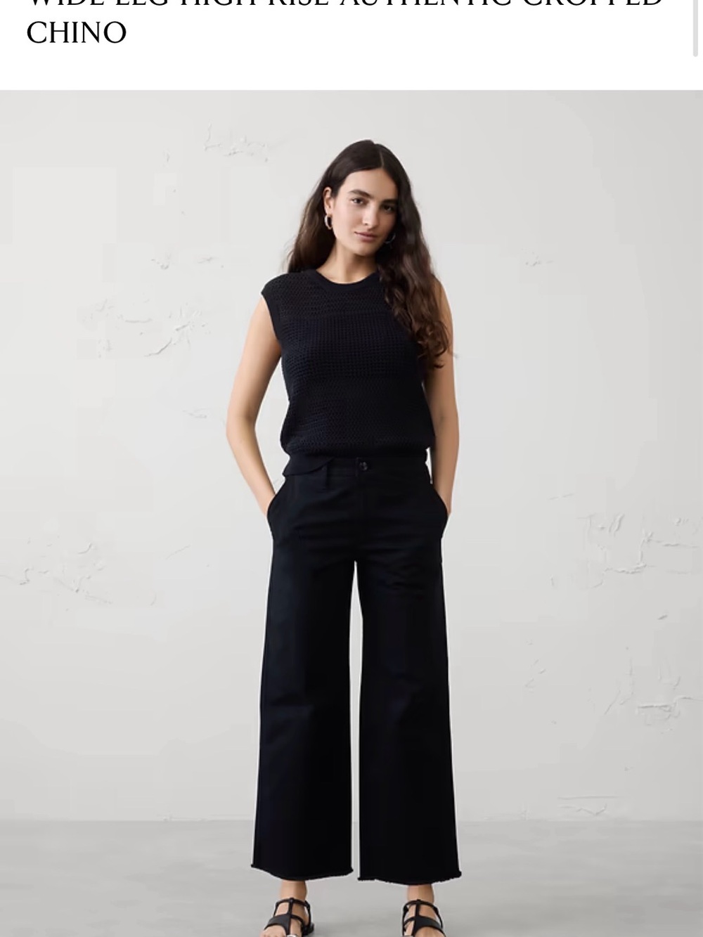 Banana Republic Wide-Leg High Rise Cropped Chino in Black